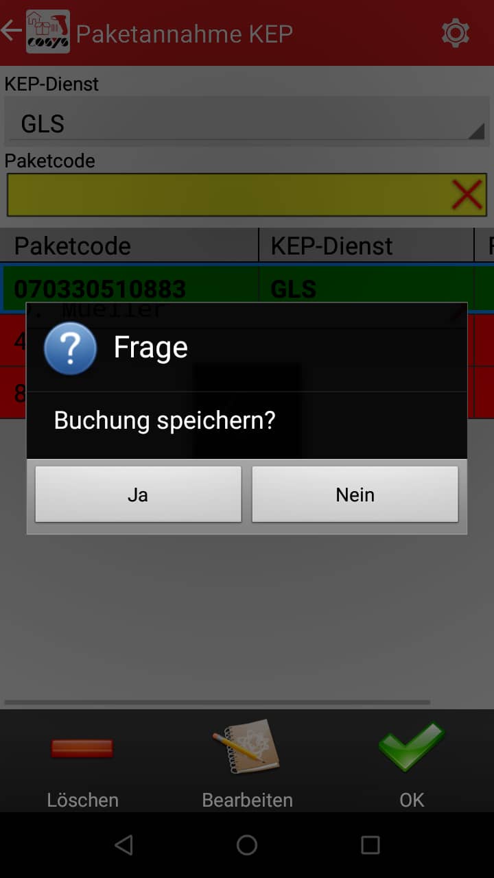 Wareneingang Artikelübersicht Android Software von COSYS