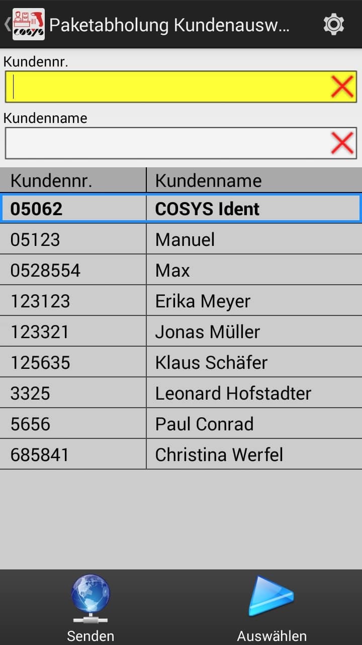 Wareneingang Auswahl Android Software von COSYS