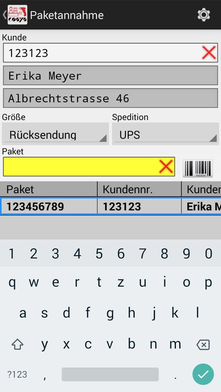 Wareneingang Artikelübersicht Android Software von COSYS