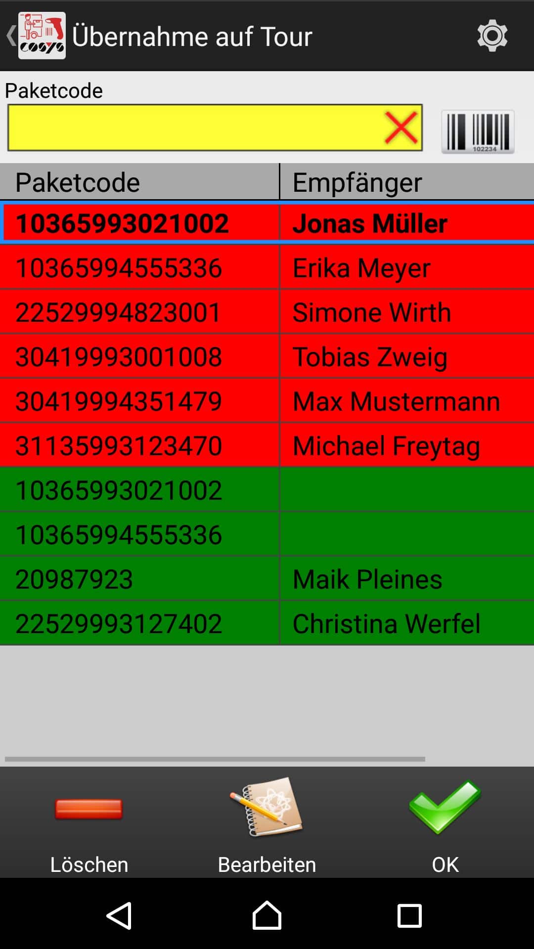 Wareneingang Artikelübersicht Android Software von COSYS