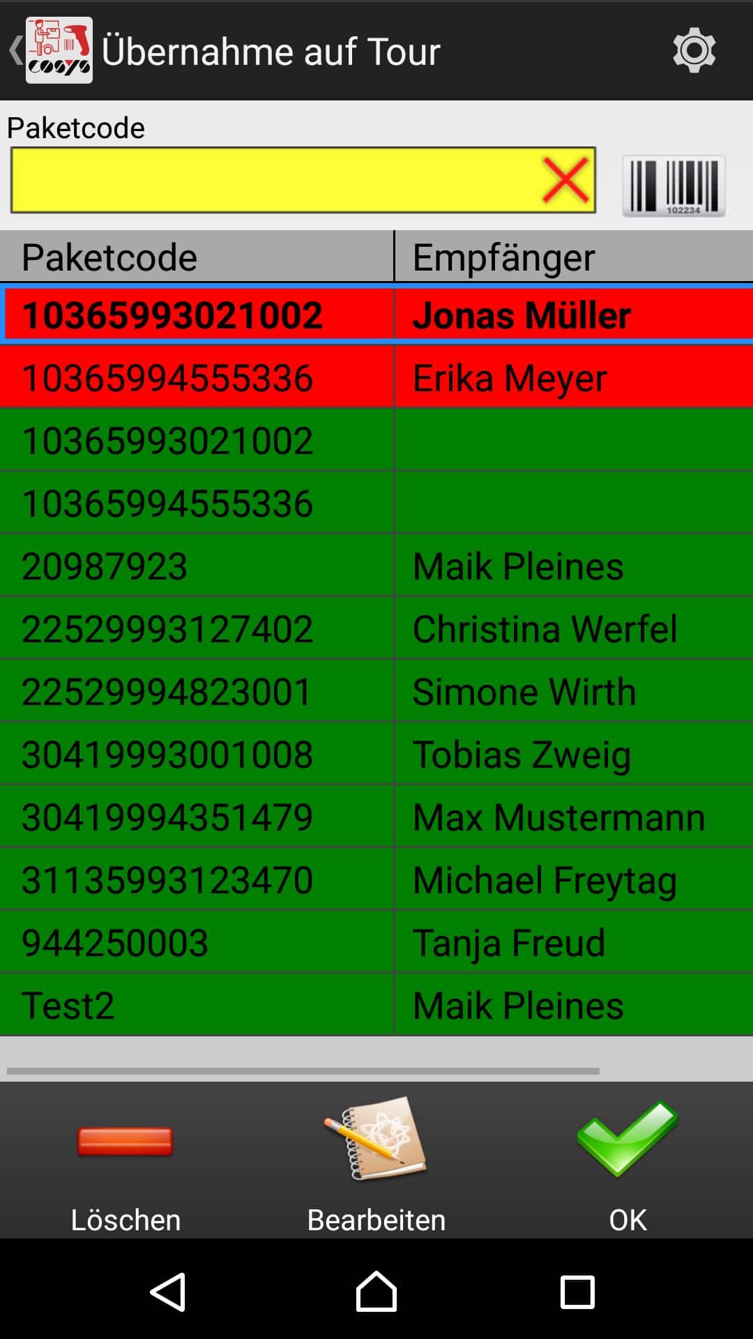 Wareneingang Artikelübersicht Android Software von COSYS