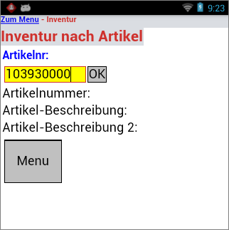 Inventur nach Artikel Inventur nach Artikel