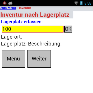 Inventur nach Lagerplatz Inventur nach Lagerplatz