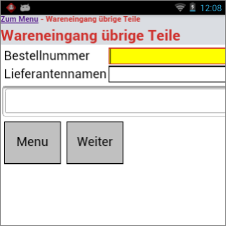 Wareneingang von übrigen Teilen Wareneingang von übrigen Teilen