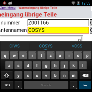 Wareneingang von übrigen Teilen Wareneingang von übrigen Teilen