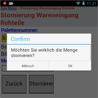 Stornierung Wareneingang Rohteile Stornierung des Wareneingang von Rohteile