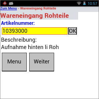 Wareneingang von Rohteilen Wareneingang von Rohteilen