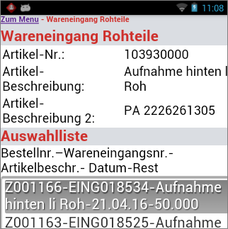 Wareneingang von Rohteilen Wareneingang von Rohteilen
