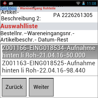 Wareneingang von Rohteilen Wareneingang von Rohteilen