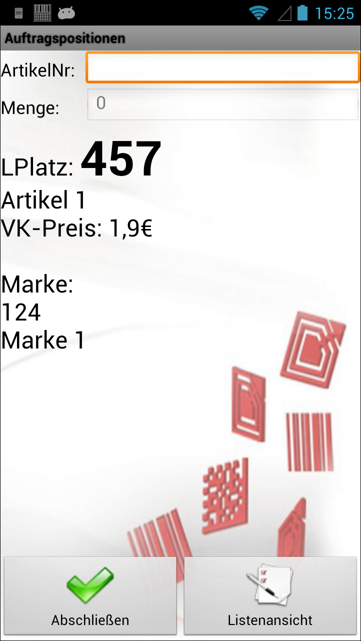 Filialtausch - Details Auftragspositionen