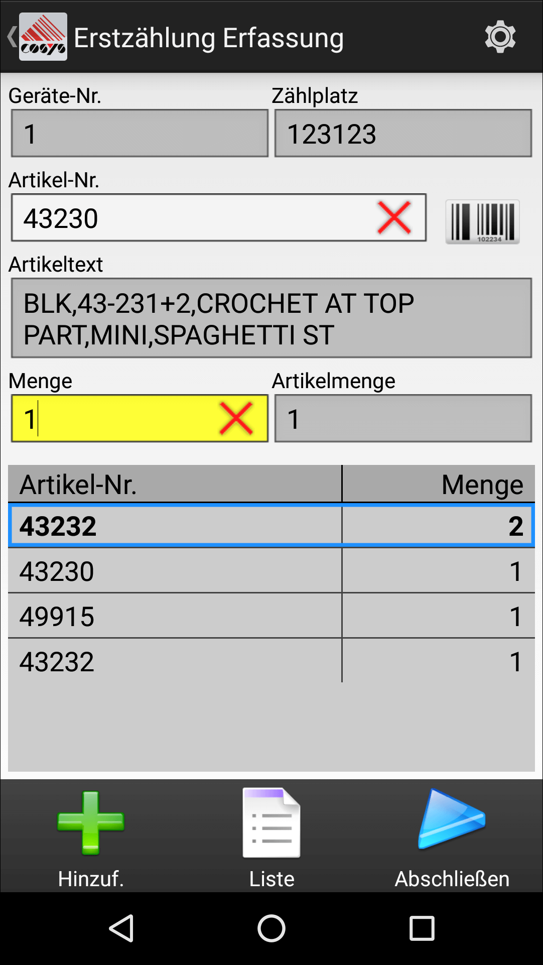 Inventur auf Android Inventur auf Android