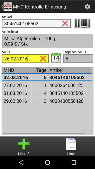 MHD Kontrolle Android Software von COSYS