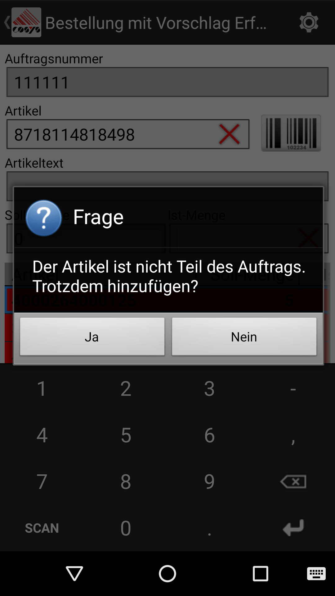 Warenbestellung Warenbestellung