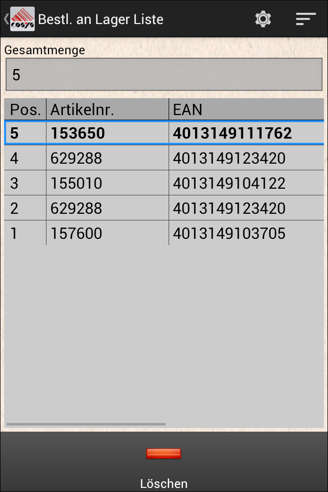 Warenbestellung Android Software von COSYS