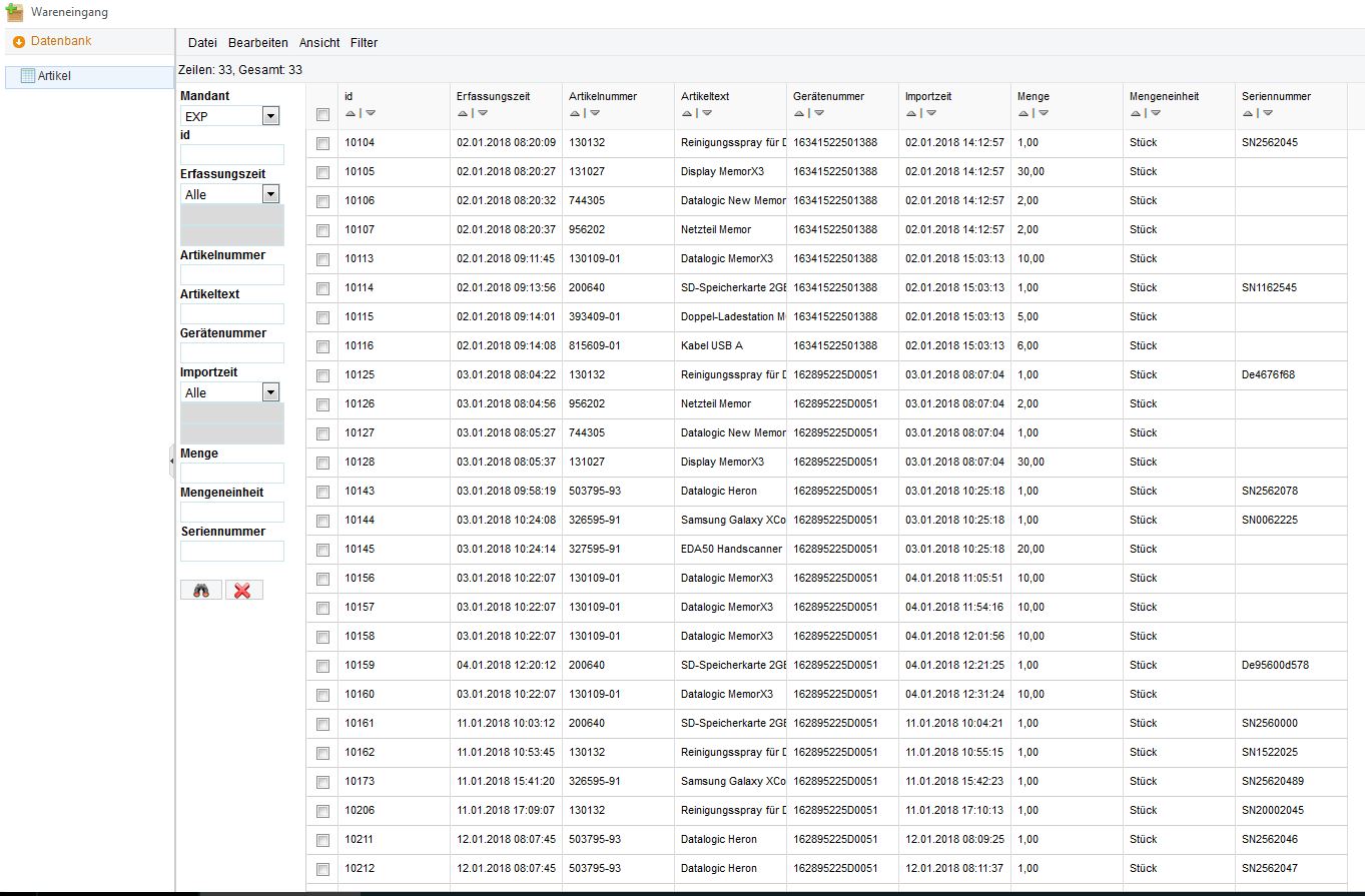 Wareneingang Backend