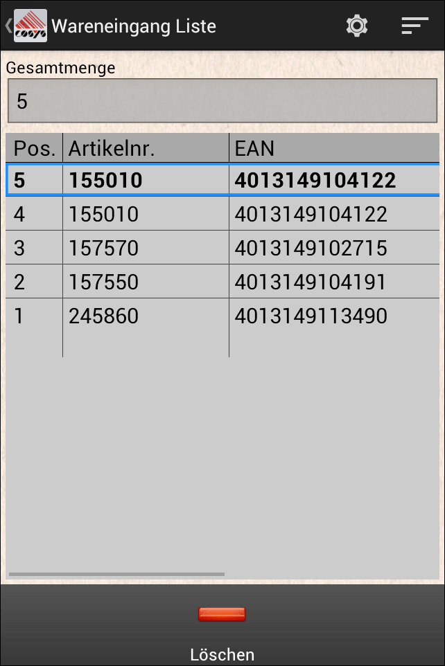 Wareneingang Small Warehouse Android Software von COSYS