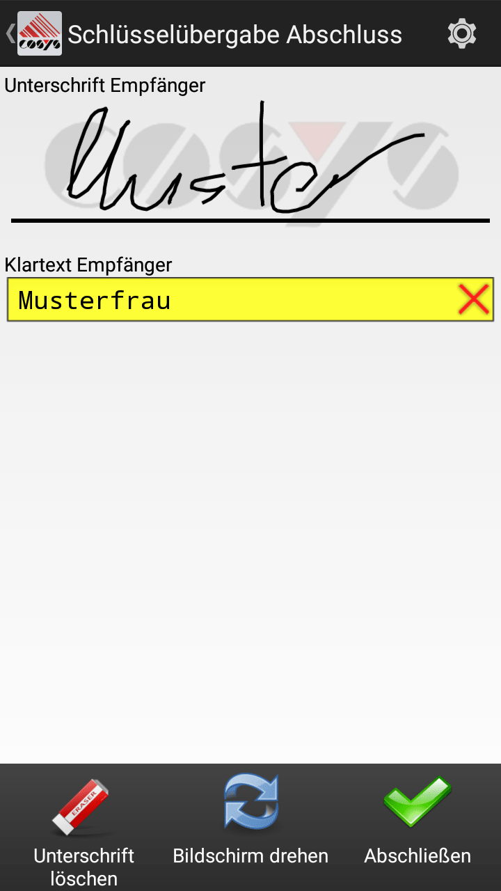Abschluss der Schlüsselübergabe im Schlüsselmanagement