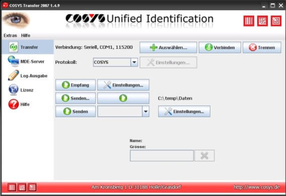 Cosys Transfer Nachverarbeitungssoftware COSYS Transfer