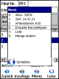 Retoure Positionsbearbeitung Windows Mobile / CE Software von COSYS