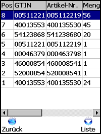 Retoure Liste Windows Mobile / CE Software von COSYS