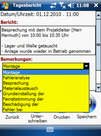 Tagesbericht Windows Mobile / CE Software COSYS