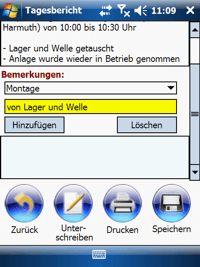 Tagesbericht Windows Mobile / CE Software COSYS