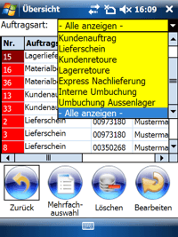 Auftragsübersicht Windows Mobile / CE Software von COSYS