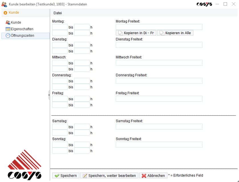 COSYS WebDesk Kundenstammdaten COSYS WebDesk Kundenstammdaten