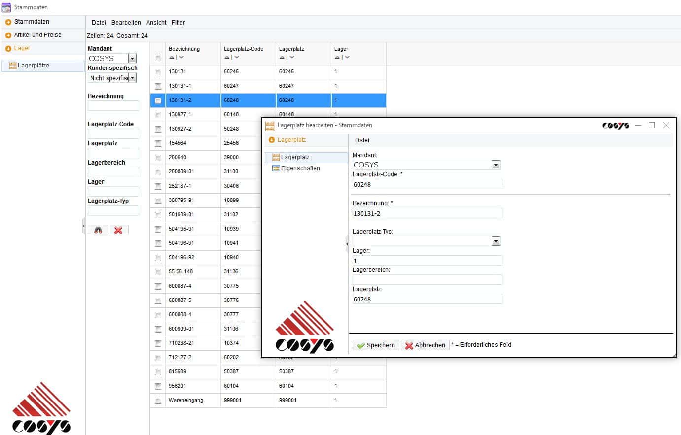 COSYS WebDesk Lagerplatzverwaltung COSYS WebDesk Lagerplatzverwaltung
