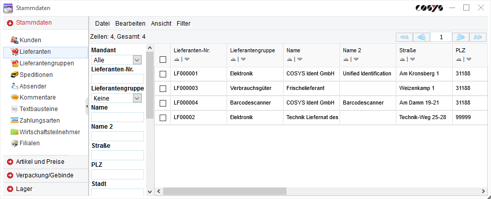 Lieferantenstammdaten