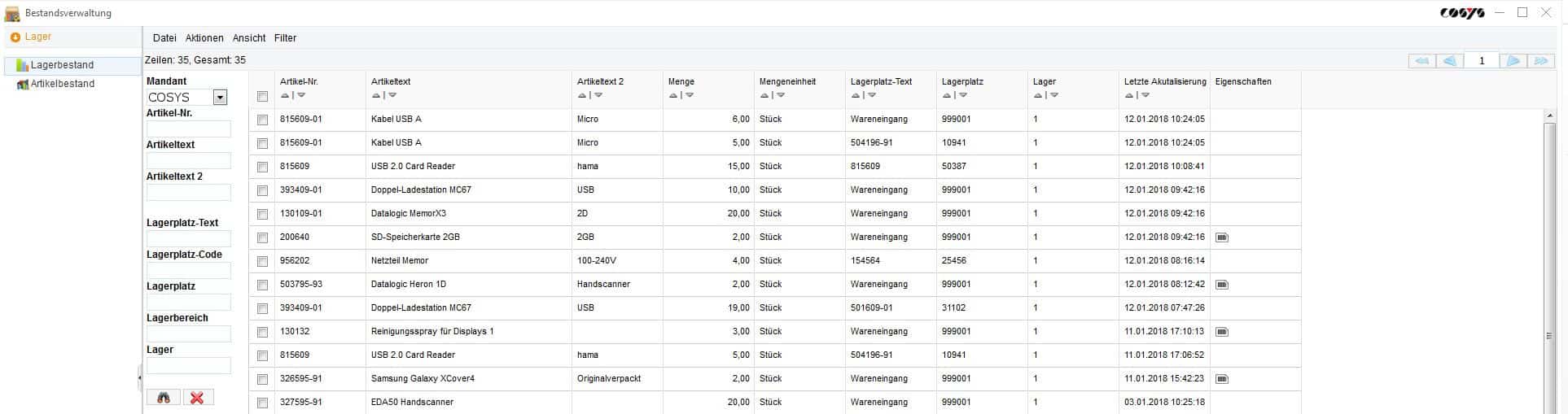 Lagerbestand Bestandsverwaltung - Inventar Software