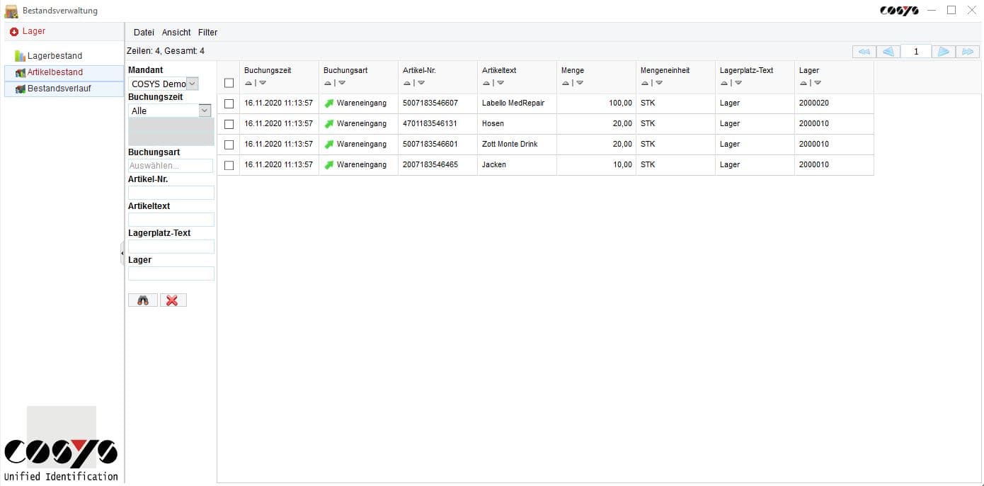 COSYS WebDesk - Einlagerung