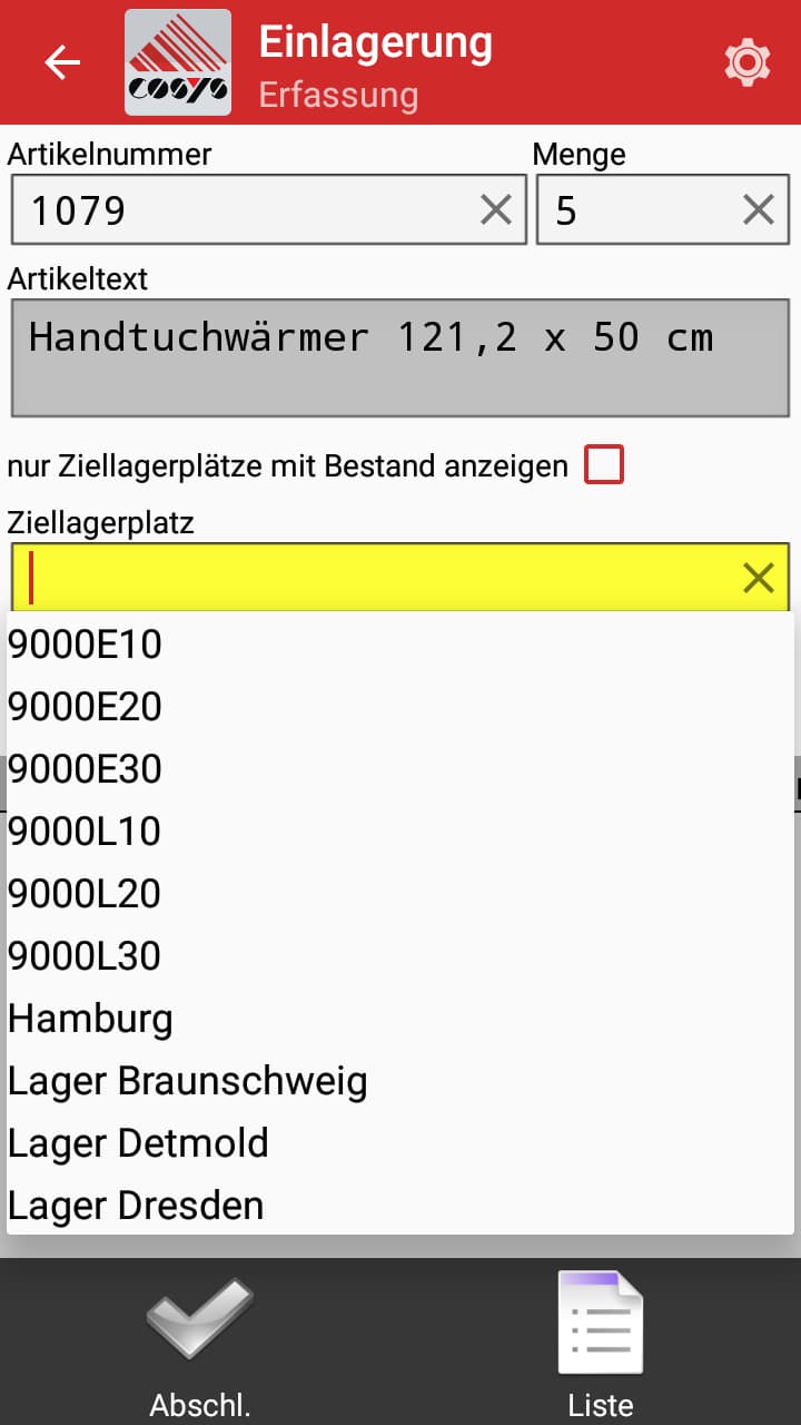 Einlagerung Android Software