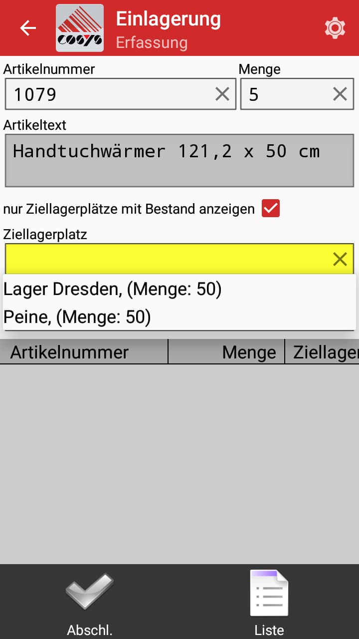 Einlagerung Android Software