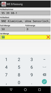 Wareneingang Android Software von COSYS