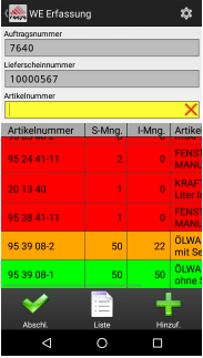 Wareneingang Android Software von COSYS