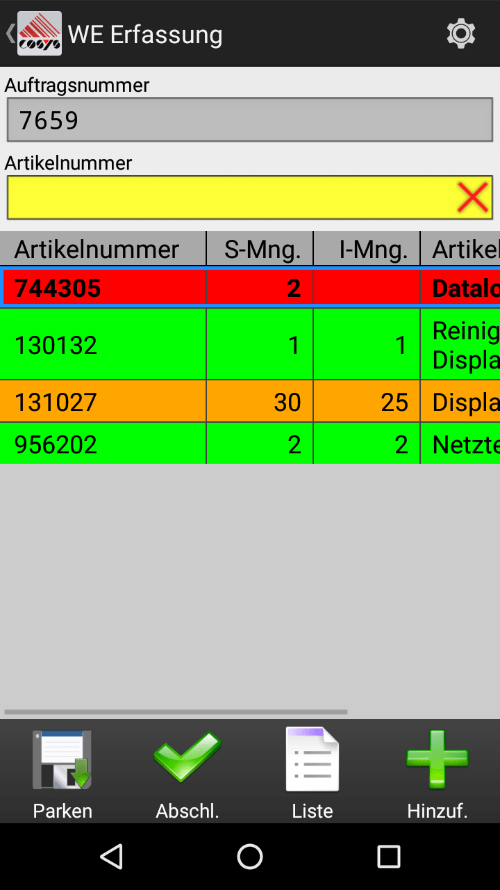 Wareneingang mit COSYS Android Software Wareneingang mit COSYS Android Software